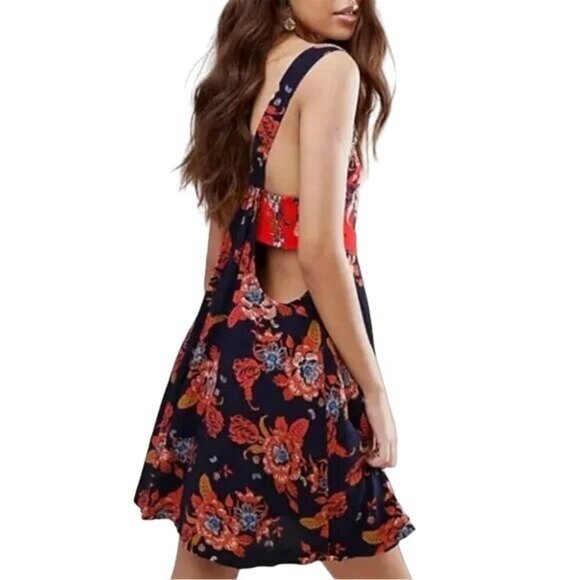 Free People Baby It's You Floral Navy Combo Mini Dress - Picture 4 of 9
